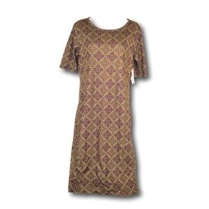 Lularoe Julia  Brown Geometric Patterned Dress M NWT